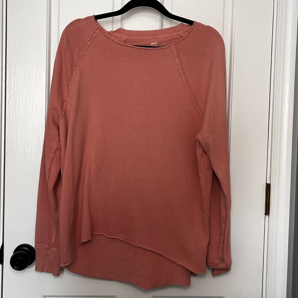 Aerie Coral Sweatshirt with Asymmetrical Hem